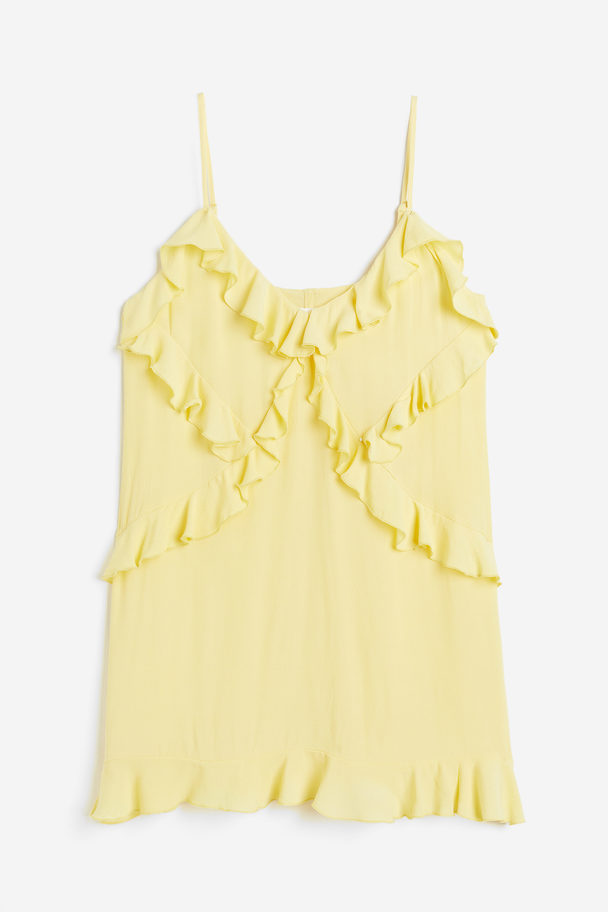 H&M Flounce-detail Mini Dress Light Yellow