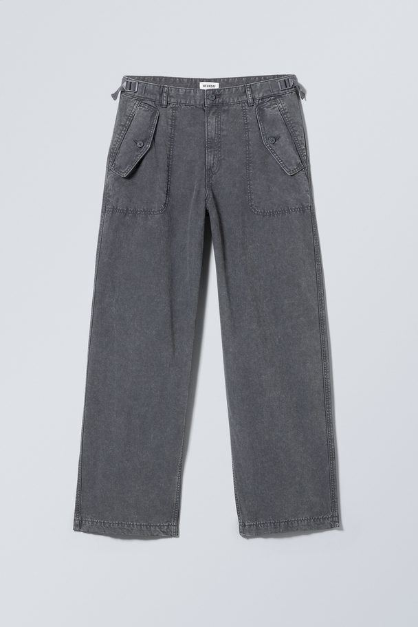 Weekday Frej Relaxed Workwear Trousers Washed Grey