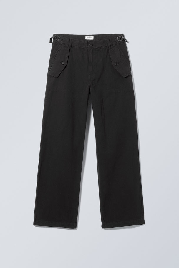 Weekday Frej Relaxed Workwear Trousers Black