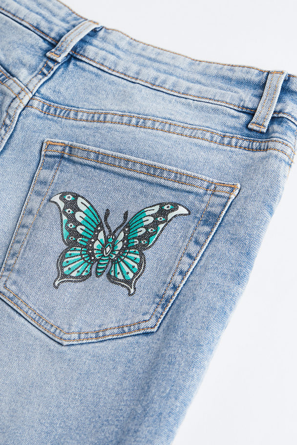 H&M 90s Mom Jeans Light Denim Blue/butterflies