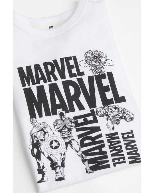H&M Printed T-shirt White/marvel Comics
