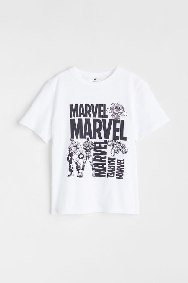 H&M Relaxed Fit Printed T-shirt (White, M, New York, Apple)
