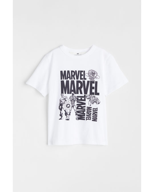 H&M Printed T-shirt White/marvel Comics