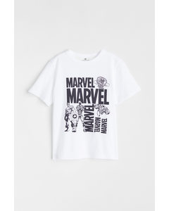 T-shirt Med Tryk Hvid/marvel Comics