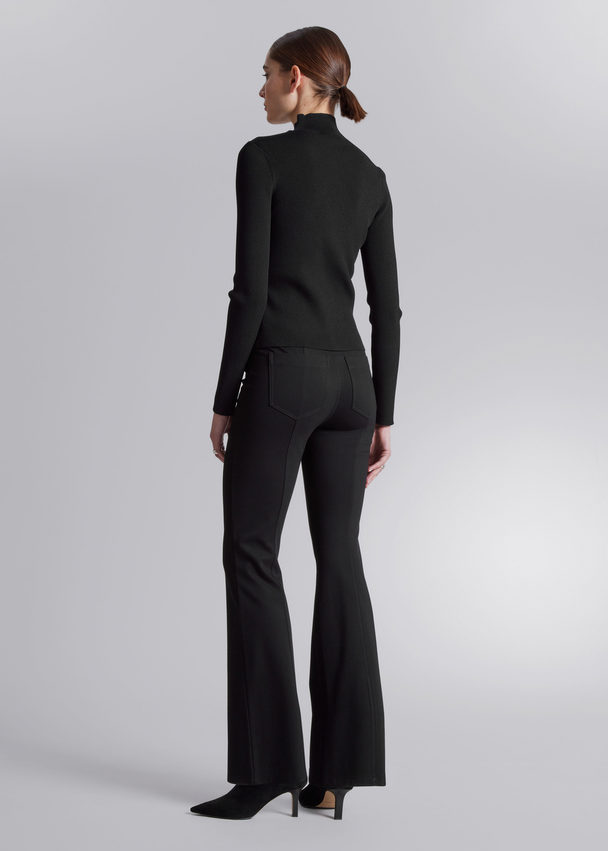 & Other Stories Flared Jersey Trousers Black