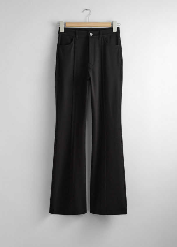 & Other Stories Flared Jersey Trousers Black