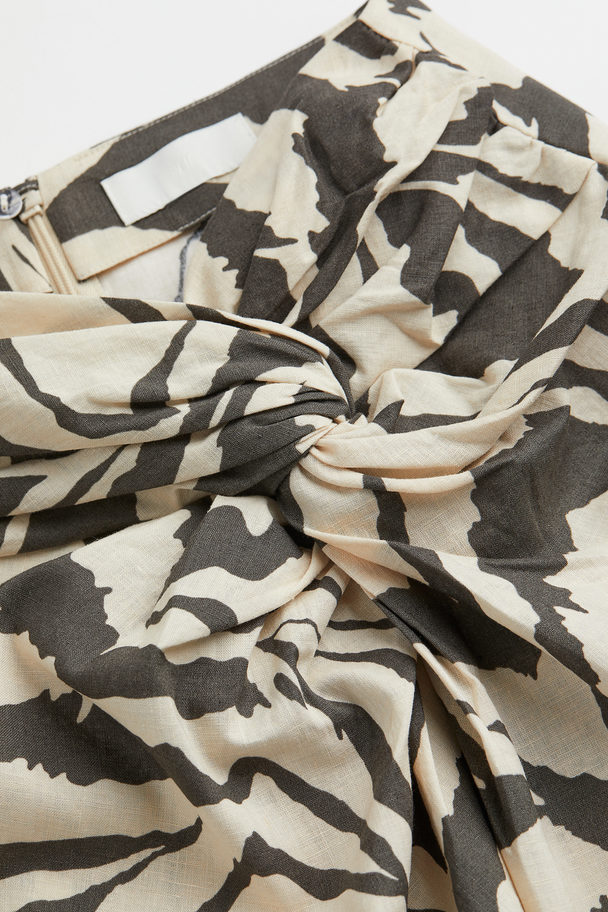 H&M Draped Skirt Light Beige/zebra Print