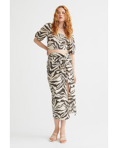Draped Skirt Light Beige/zebra Print