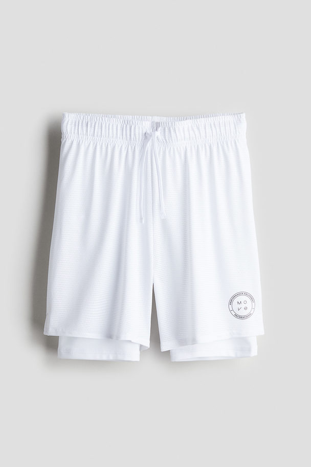 H&M Drymove™ Double-layered Sports Shorts White