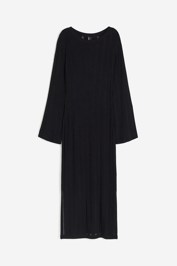 H&M Bodycon-Kleid aus Strukturstrick Schwarz