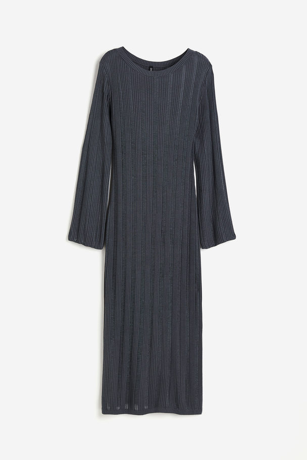 H&M Textured-knit Bodycon Dress Dark Grey