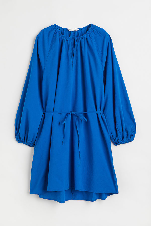 H&M Balloon-sleeved Dress Bright Blue