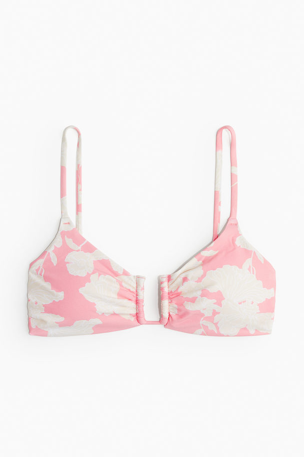 H&M Vadderad Bikini-bh Ljusrosa/blommig