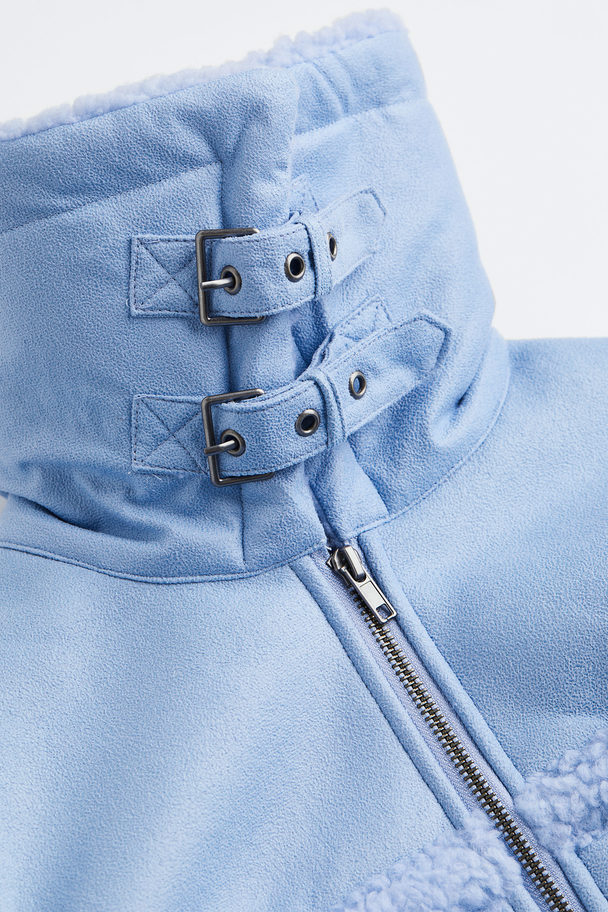 H&M H&m+ Teddy-lined Jacket Light Blue