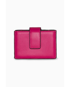 Folded Leather Cardholder Pink