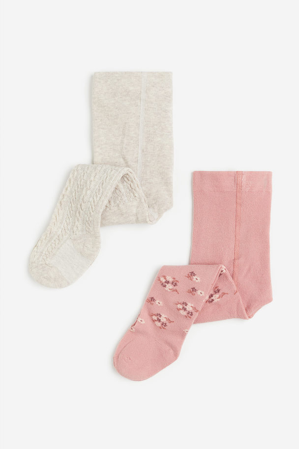 H&M 2-pack Tights Pink/floral