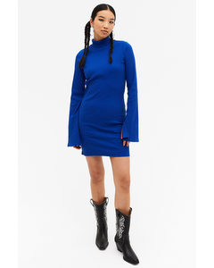 Long Sleeve Turtleneck Mini Dress Royal Blue