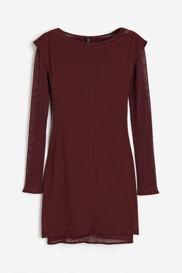 H&M Bodycon-kjole I Dobbel Kvalitet Vinrød