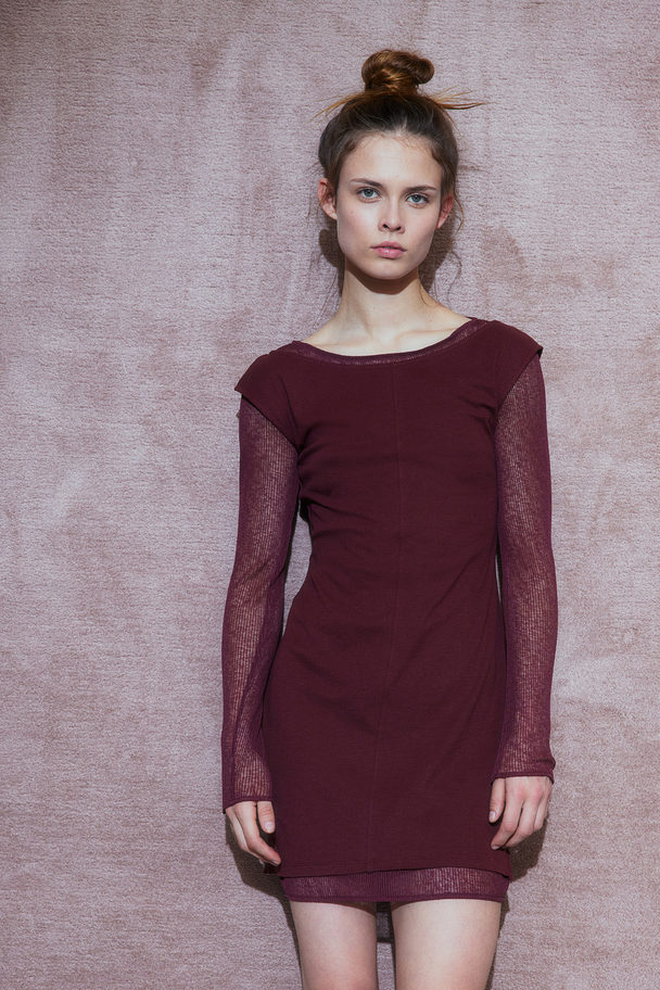 H&M Bodycon-kjole I Dobbel Kvalitet Vinrød
