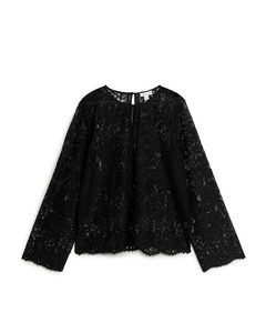 Long-sleeve Lace Top Black