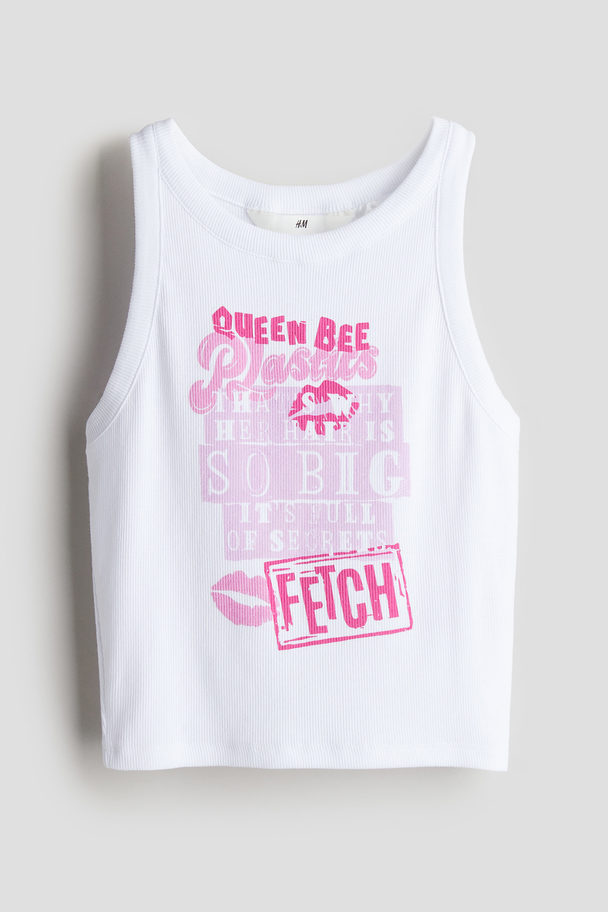 H&M Geripptes Tanktop Weiß/Mean Girls