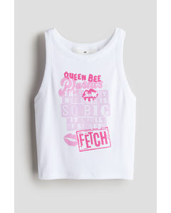 Geripptes Tanktop Weiß/Mean Girls