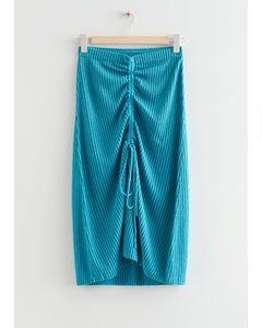 Rib Knit Midi Skirt Turquoise
