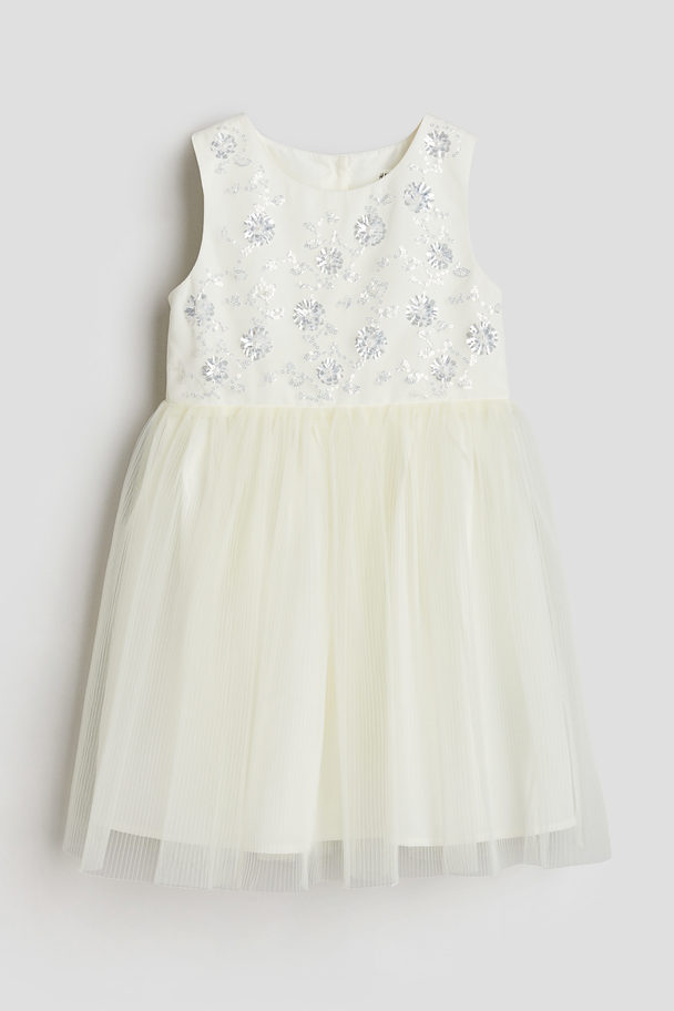 H&M Tulle Dress White/silver-coloured