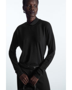 Relaxed Long-sleeved Roll-neck Top Black