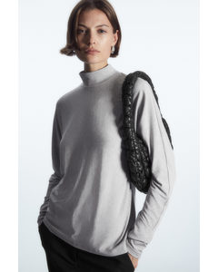 Relaxed Long-sleeved Roll-neck Top Grey Mélange
