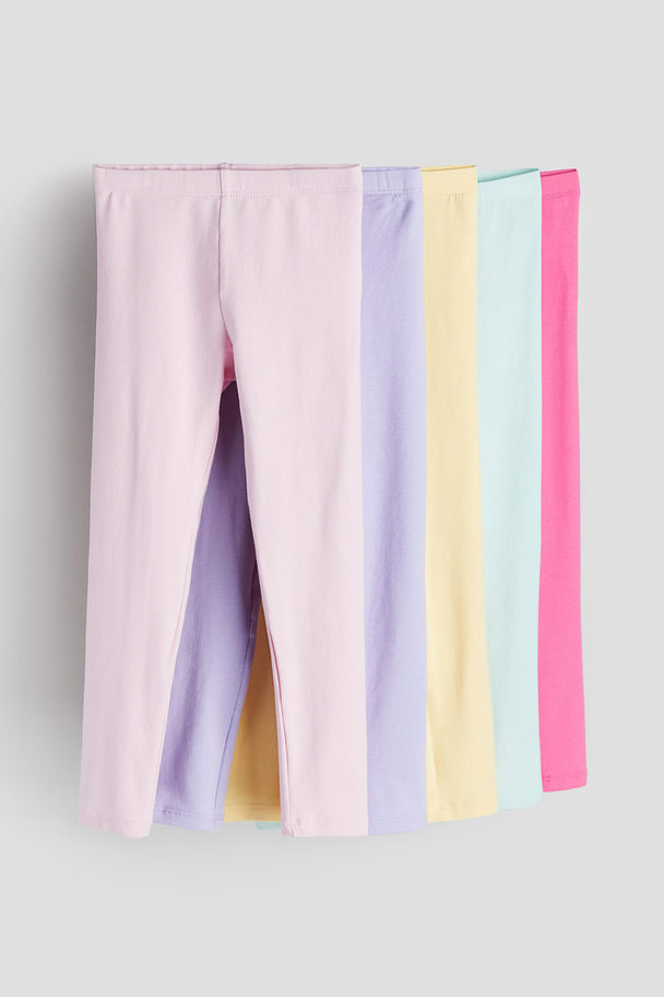 H&M 5-pack Jersey Leggings Light Pink/light Purple