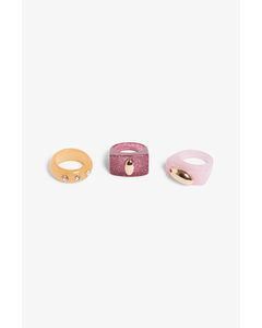 3-pack Chunky Rings Sparkly Pastel