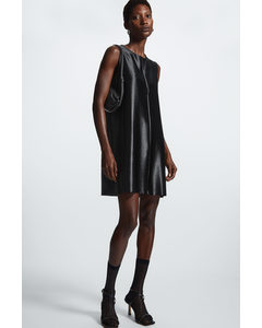 Panelled Satin Mini Dress Black