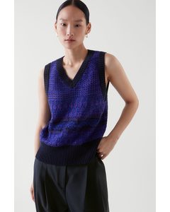 Knitted Wool-blend Vest Blue