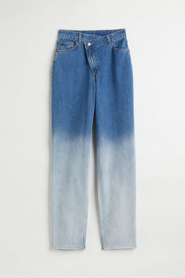 H&M 90s Straight Baggy Jeans Denim Blue/ombre