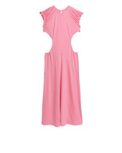 Cut-out Lyocell Dress Pink