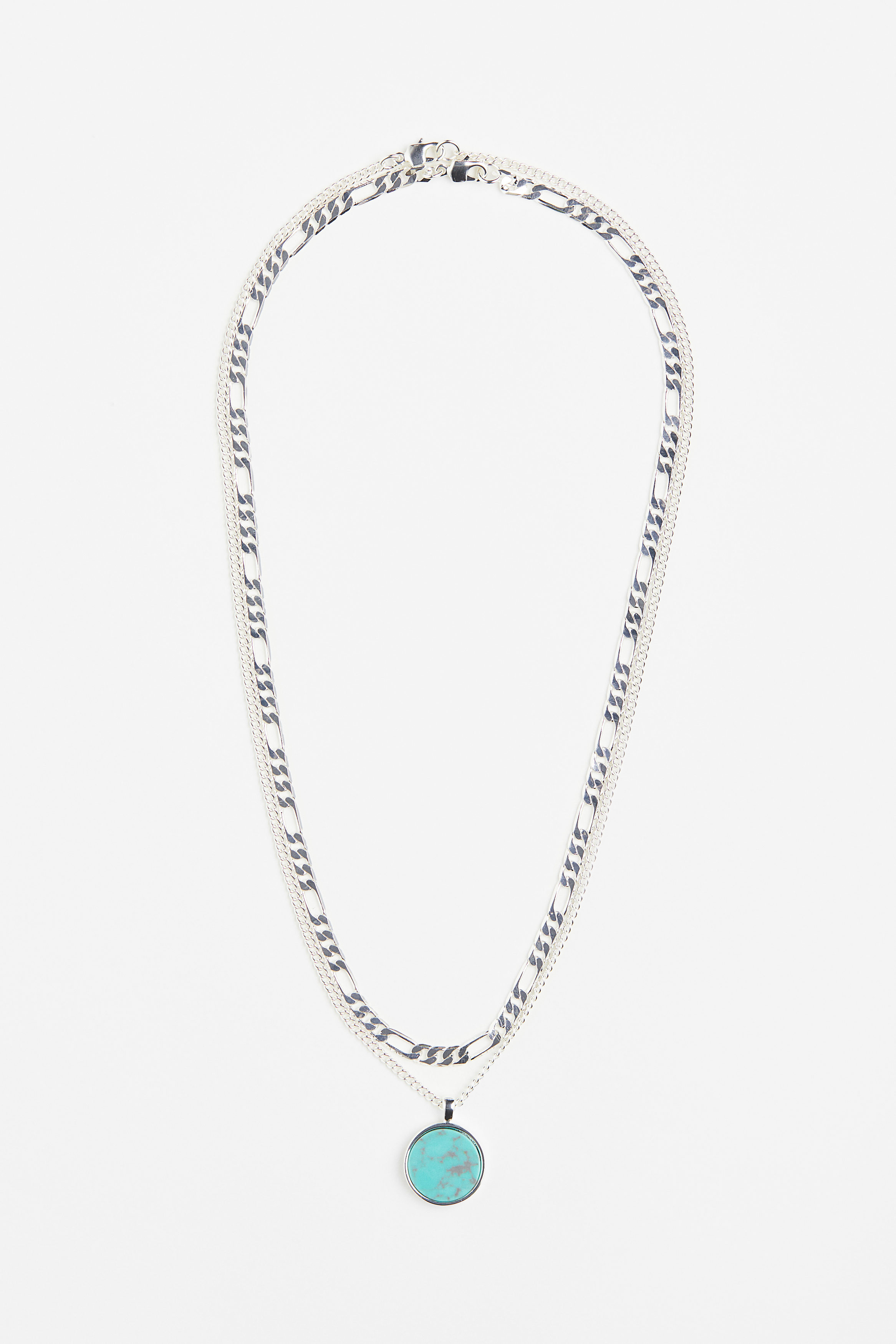 Billede af H&M 2-pak Halskæde Sølv/turkis, Halskæder. Farve: Silver-coloured/turquoise I størrelse Onesize