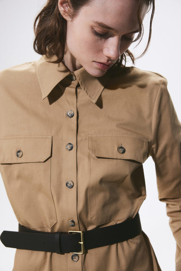 H&M Utilityoverhemdblouse Met Ceintuur Beige