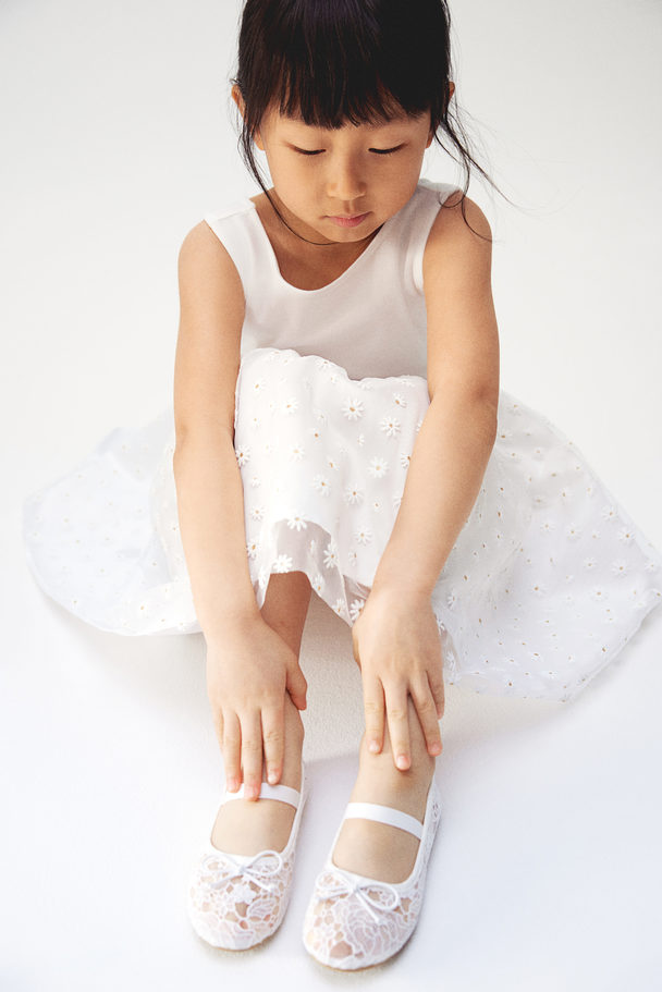 H&M Flared-skirt Dress White/floral