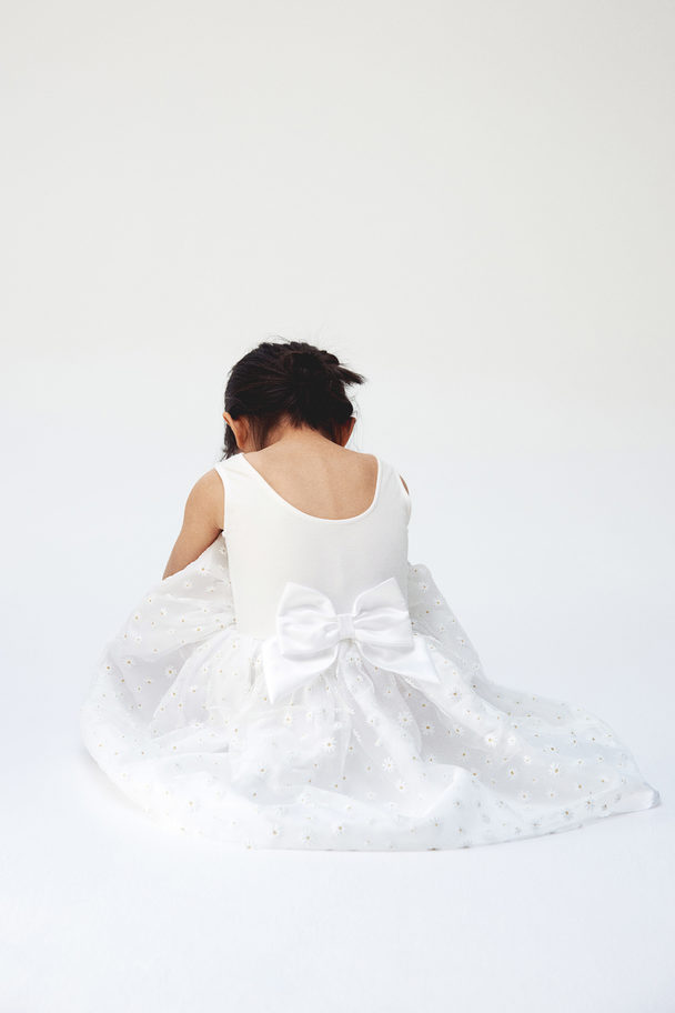 H&M Flared-skirt Dress White/floral
