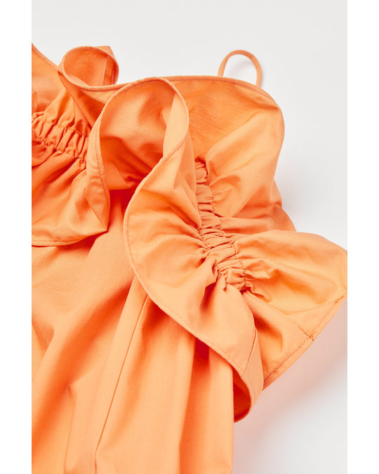 H&M Flounce-trimmed Dress Orange