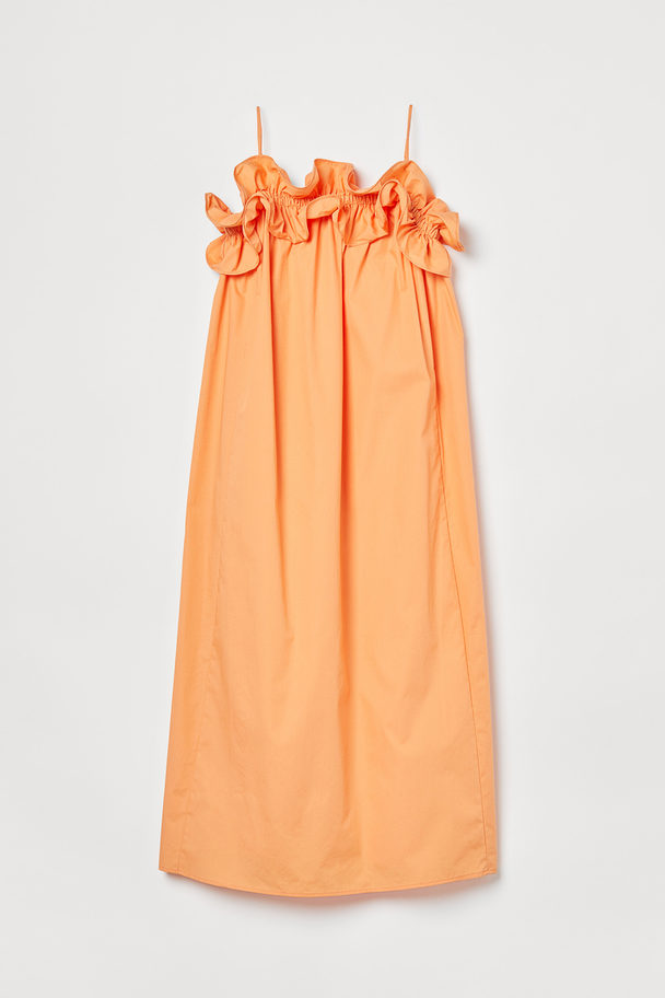 H&M Flounce-trimmed Dress Orange