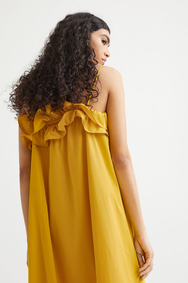 H&M Flounce-trimmed Dress Yellow