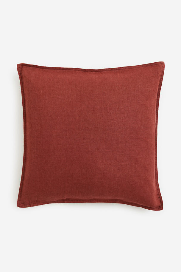 H&M HOME Washed Linen Cushion Cover Rust