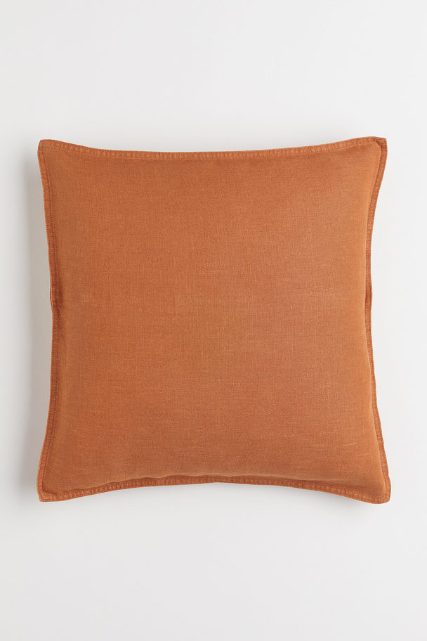 H&M HOME Washed Linen Cushion Cover Light Brown