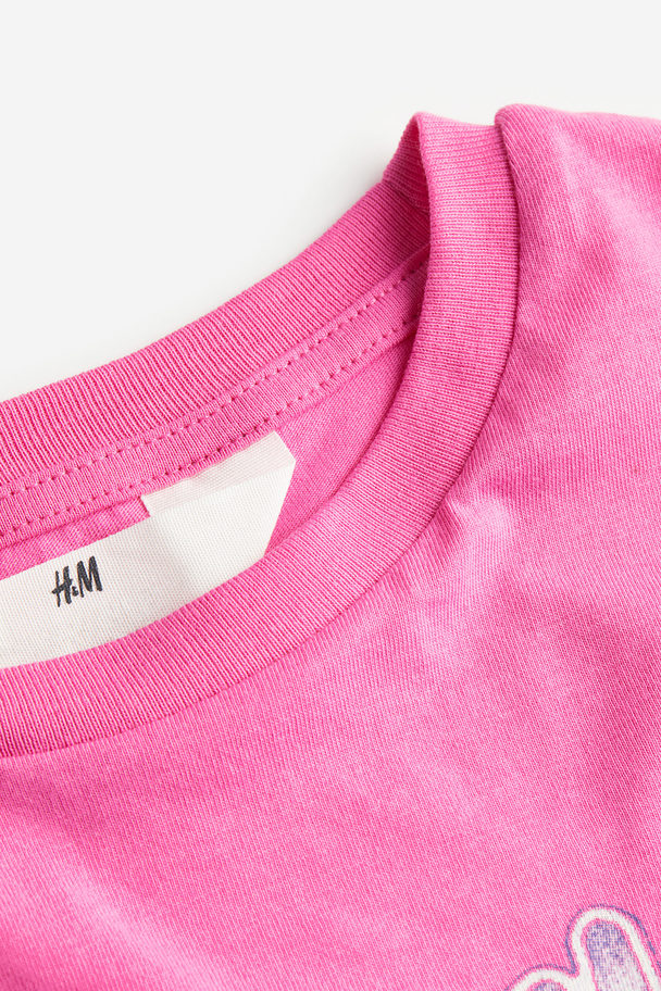 H&M Katoenen T-shirt Met Print Roze/lady Gaga