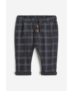 Fully Lined Corduroy Trousers Dark Grey/checked
