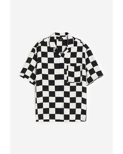 Relaxed Fit Resort Shirt Black/white Checked