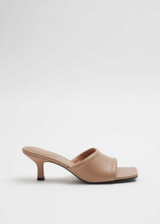 & Other Stories Soft Leather Mules Taupe
