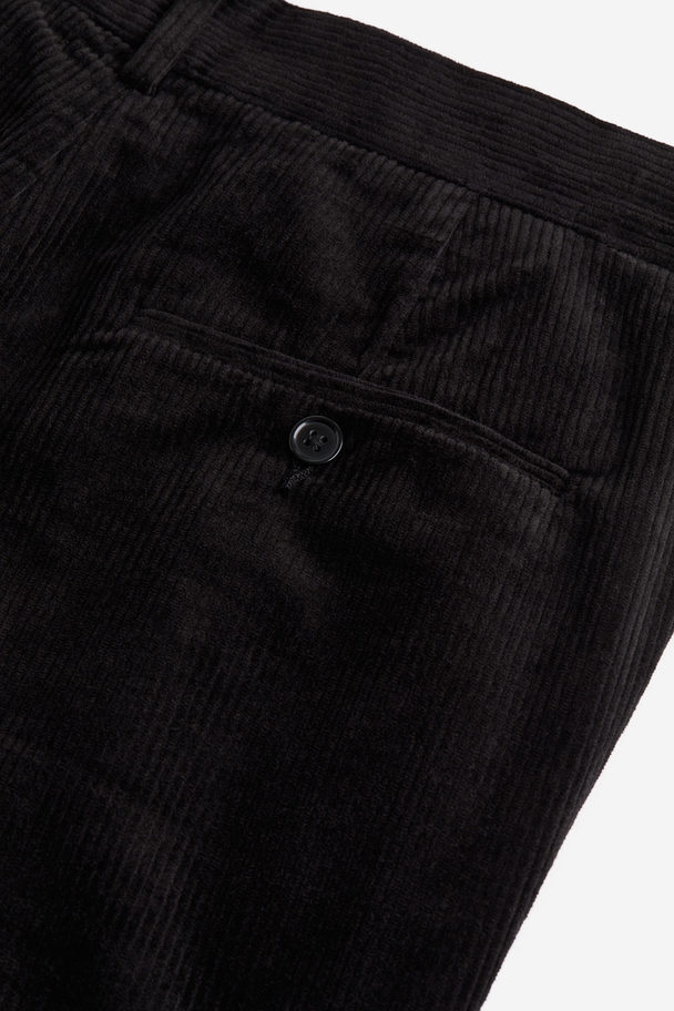 H&M Regular Fit Corduroy Trousers Black